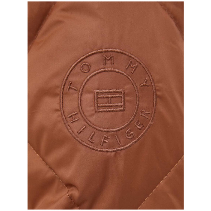 TOMMY HILFIGER Elevated belted quilted coat-natural cognac